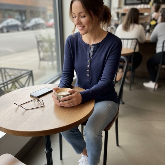 Ralph Lauren Tops - Ralph Lauren navy blue long-sleeve Henley shirt size S
